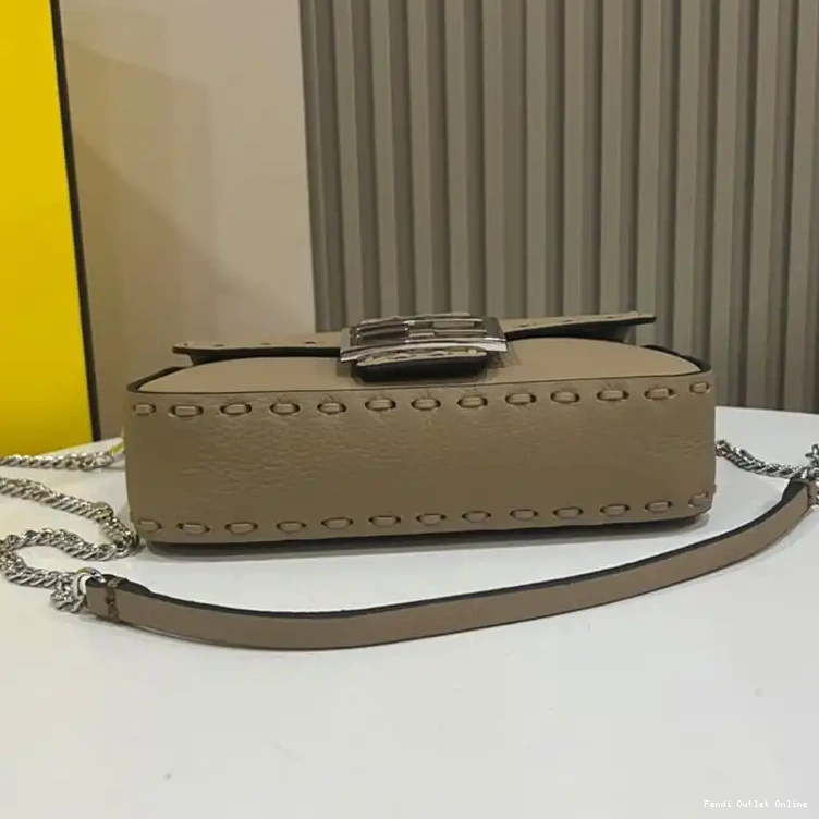Affordable Leather Bag Selleria Khaki In Cuoio Baguette Fendi Romano Mini 0514